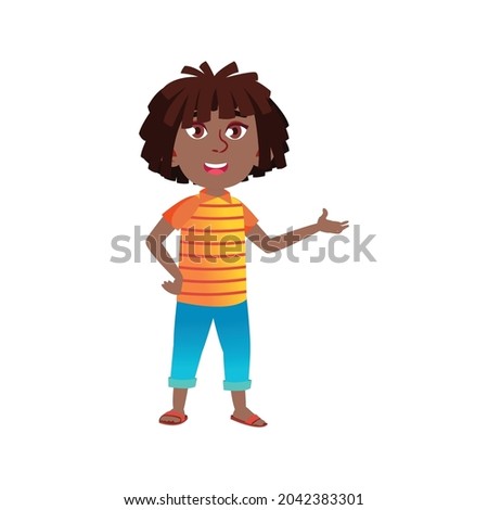 african girl showing toys collection in room cartoon vector. african girl showing toys collection in room character. isolated flat cartoon illustration