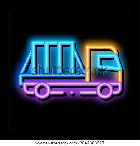 glass transportation truck neon light sign vector. Glowing bright icon glass transportation truck sign. transparent symbol illustration