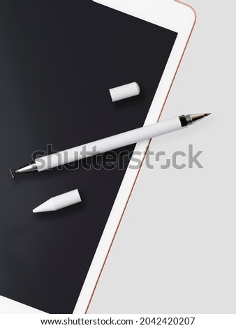 A stylus for a tablet. A stylus for drawing. Photo stylus for infographics. A pencil for drawing on a tablet and phone.