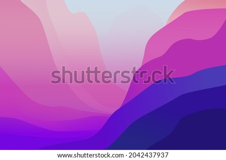 Desktop Background Featuring Colorful Purple Abstract Monterey Mountains, Vector Art.
