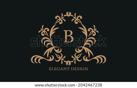 Design of an elegant company sign, monogram template with the letter B. Logo for cafe, bar, restaurant, invitation, wedding.