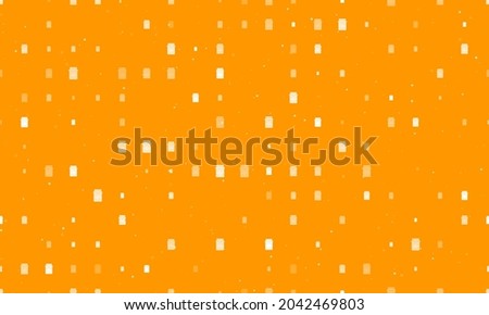 Seamless background pattern of evenly spaced white jar of jam symbols of different sizes and opacity. Vector illustration on orange background with stars