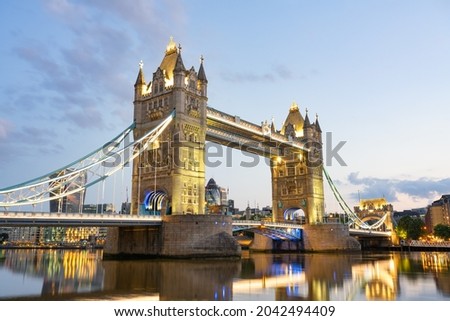 Tower Bridge at dawn in London. England Royalty-Free Stock Photo #2042494409