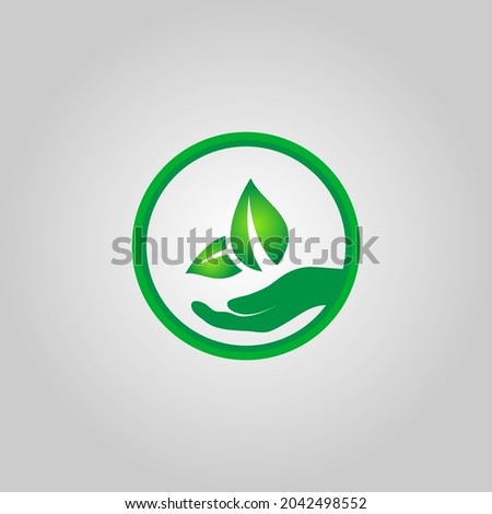 Abstract green leaf logo icon vector design. Landscape, garden, plant, nature and ecology logo vector design. Ecology Happy life Logotype concept icon. Vector illustration, Graphic Design editable Des