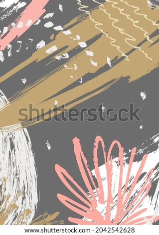 Abstract graffiti poster with paint splashes, scribbles. Street art. Vector background with drawn grunge texture, lines, graphic elements. Artistic cover in doodle style. Modern textured brush stroke.