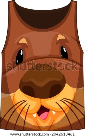 Tank top with face of otter pattern illustration