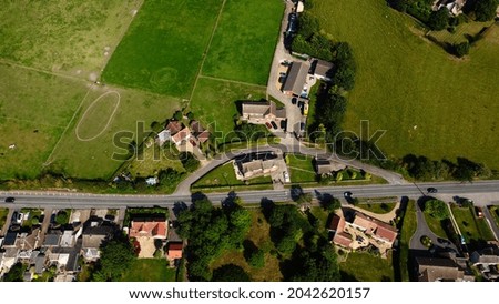 Great Aerial View of British Town and Houses