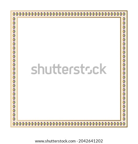 Isolated golden vintage frame with dots