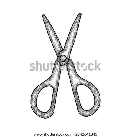 Isolated vintage sketch of a scissors school supply icon