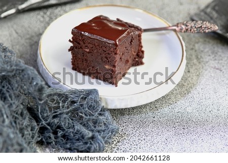 Delicious brownie made from sweet potatoes. Delicious chocolate dessert.