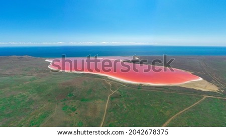 Pink lake in the Crimea. Koyashskoe lake. Aerial photography. Royalty-Free Stock Photo #2042678375