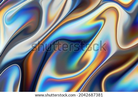 3d rendering Curve Dynamic Fluid Liquid Wallpaper. Light Pastel Cold Color Colorful Swirl Gradient Mesh. Bright Pink Vivid Vibrant Smooth Surface. Blurred Water Multicolor Neon Sky Gradient Background Royalty-Free Stock Photo #2042687381