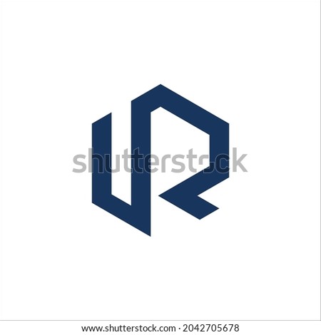 U R letter logo vector design template in a hexagon. Creative modern trendy U R typography and blue color.