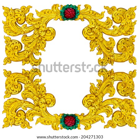 Isolate art stucco Thailand gold used to make picture frames.