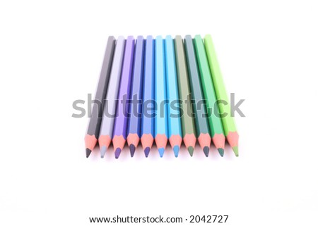 background of colorful crayons isolated on white - rainbow