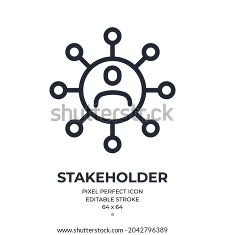Stakeholder editable stroke outline icon isolated on white background flat vector illustration. Pixel perfect. 64 x 64. Royalty-Free Stock Photo #2042796389