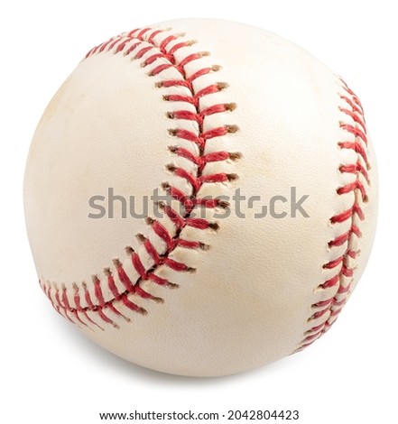 Used Baseball with seams showing isolated on white background. Clipping path