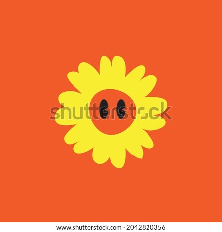 A Cute Hand Drawn Sunflower - Amazing cute minimalist vector sunflower character suitable for app, sticker, children book, clip art, decoration, animation, design asset and illustration