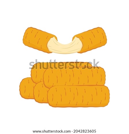 Mozzarella sticks vector. Mozzarella sticks on white background. Cheese stretch. Royalty-Free Stock Photo #2042823605