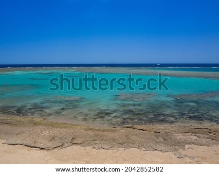 Beautiful sunny beach landscape on the Red sea. Egypt, Marsa Alam