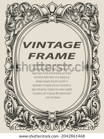 illustration antique engraving frame monochrome style Royalty-Free Stock Photo #2042861468