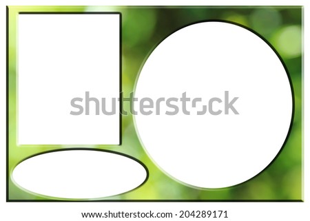 Photo frames of green bokeh 