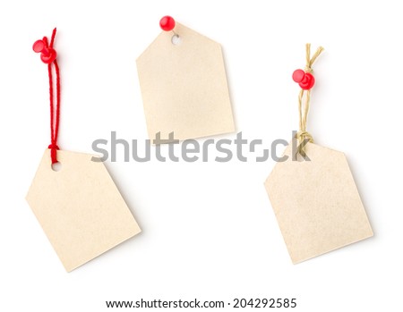 Collection of tags on a white background