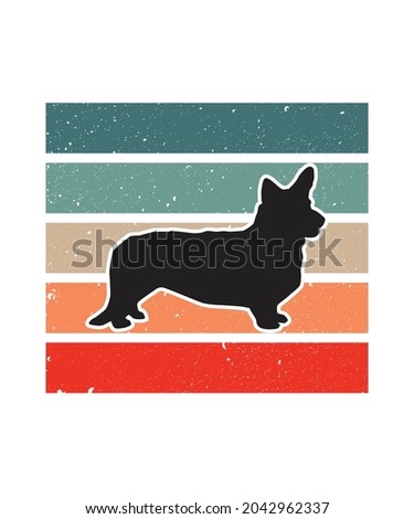 Dog Retro Sunset Design template. Vector design template for logo, badges, t-shirt, POD and book cover. Isolated white background.