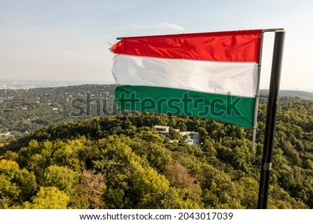 Hungarian flag in mountain top