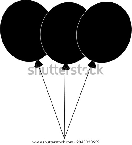 Three balloons silhouette black vector
