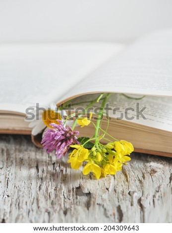 Flowers in open book
