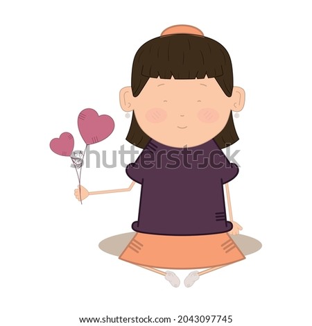 Isolated cartoon of a woman with a heart