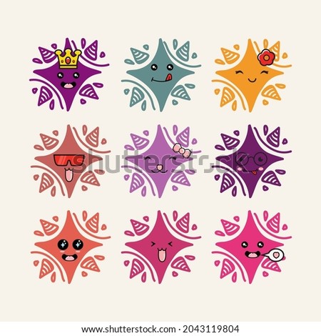 illustration vector graphic of Stars kawaii. Cute Stars bundle set premium vector. Perfect for your product.