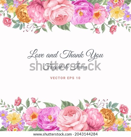 Beautiful Rose Flower and botanical leaf digital painted illustration for love wedding valentines day or arrangement invitation design greeting card.