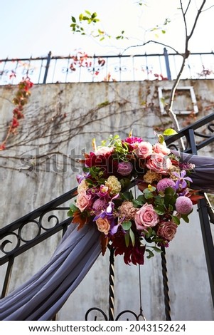 flower decorations on old stairs