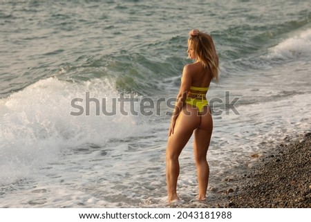 Woman in the sea landscape vacation fun island