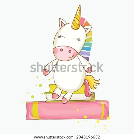 Sweet beautiful unicorn illustration. Vector illustration of cute unicorns