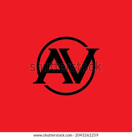 Monogram logo, Initial letters A, V, AV or VA, black color on red