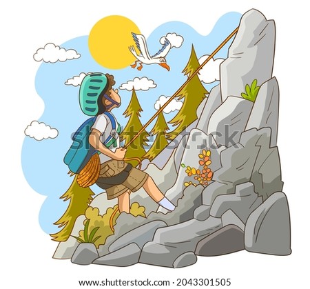A vector illustration of a rock climber.