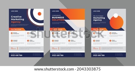 flyer design bundle, cover layout, brochure, annual report poster. business flyer brochure template bundle. 3 in 1, a4 template, print-ready Royalty-Free Stock Photo #2043303875