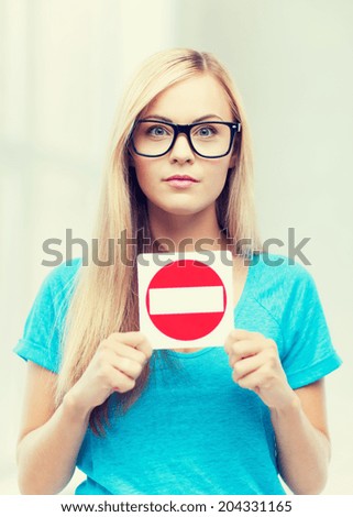 picture of woman with no entry sign ..
