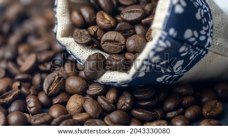 Coffee beans poured out of the bag