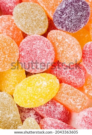 Various color and taste jelly sweet sugar candies to use as background.Macro