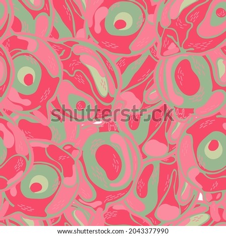 Lemon Seamless Pattern. Green Ash and Pink Psychedelic Citron Motif. Vector Summer Citrus Print.  Modern Hand Drawn Background. Simple Marker Lime. Botanical Illustration.