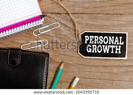 Handwriting text Personal Growth. Word for ongoing process of understanding and developing oneself Collection of Blank Empty Sticker Tags Tied With A String For Information Label Sign Royalty-Free Stock Photo #2043390710