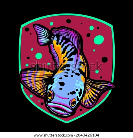 fish logo with black background