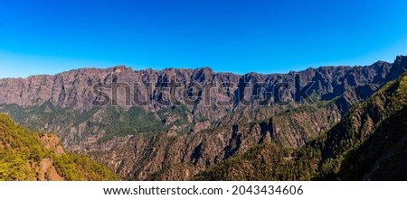 Panoramic View of the National Park Caldera de Taburiente on the island La Palma, Canary Islands, Spain