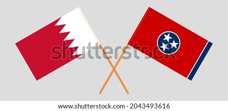 Crossed flags of Bahrain and the State of Tennessee. Official colors. Correct proportion