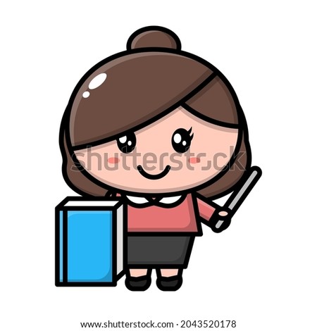 cute teacher cartoon character illustration vector graphic