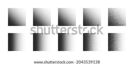Stippled Square Hand Drawn Dotwork Vector Abstract Shapes Set In Different Variations Isolated On White Background. Various Degree Black Noise Dotted Rectangle Design Elements Texture Collection Royalty-Free Stock Photo #2043539138